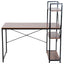 ProperAV Extra Metal Frame Home Wooden Top Office Desk with 4-Tier Bookshelf