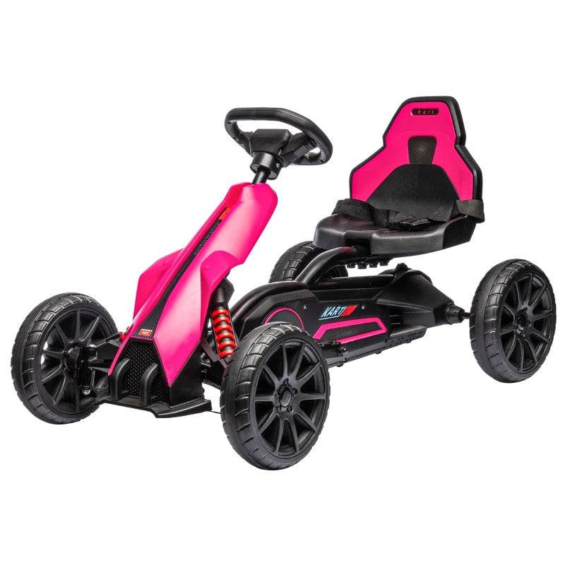 Maplin Plus 12V Electric Kids Ride-On Racing Go Kart for 3-8 Years Old Pink