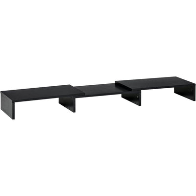 ProperAV Extra Dual Monitor Stand Riser with Adjustable Length & Angle - Black