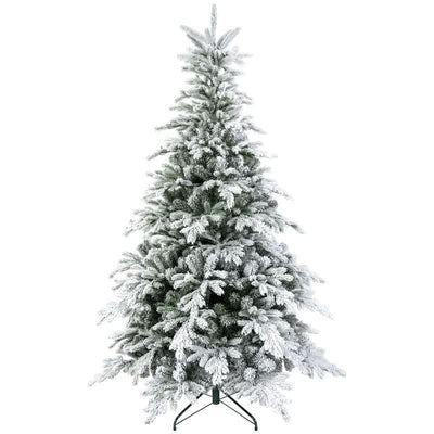 HOMCOM 5ft Bushy Snow-Flocked Artificial Christmas Tree with LED Lights