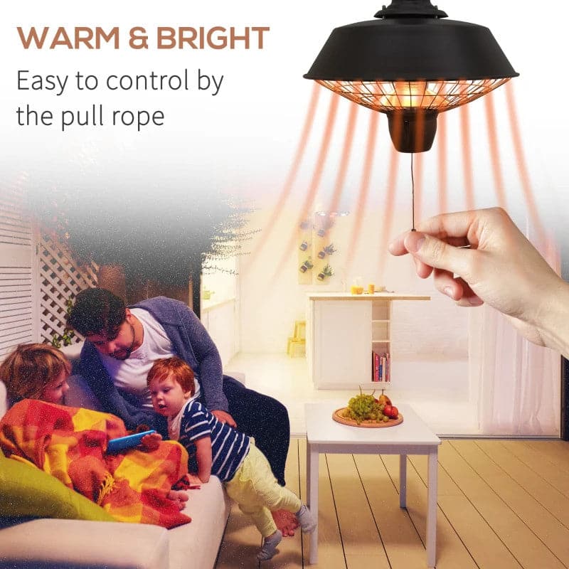 Maplin Plus 2100W Outdoor Hanging Electric Patio Heater - Black