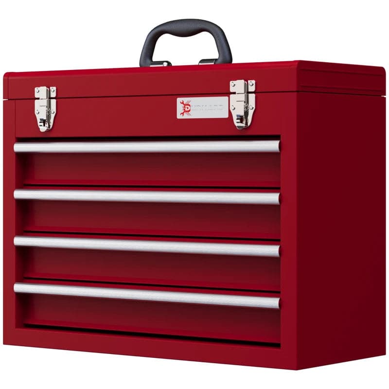 Maplin Plus 510mm x 220mm x 395mm Portable 4 Drawer Lockable Metal Tool Box Red