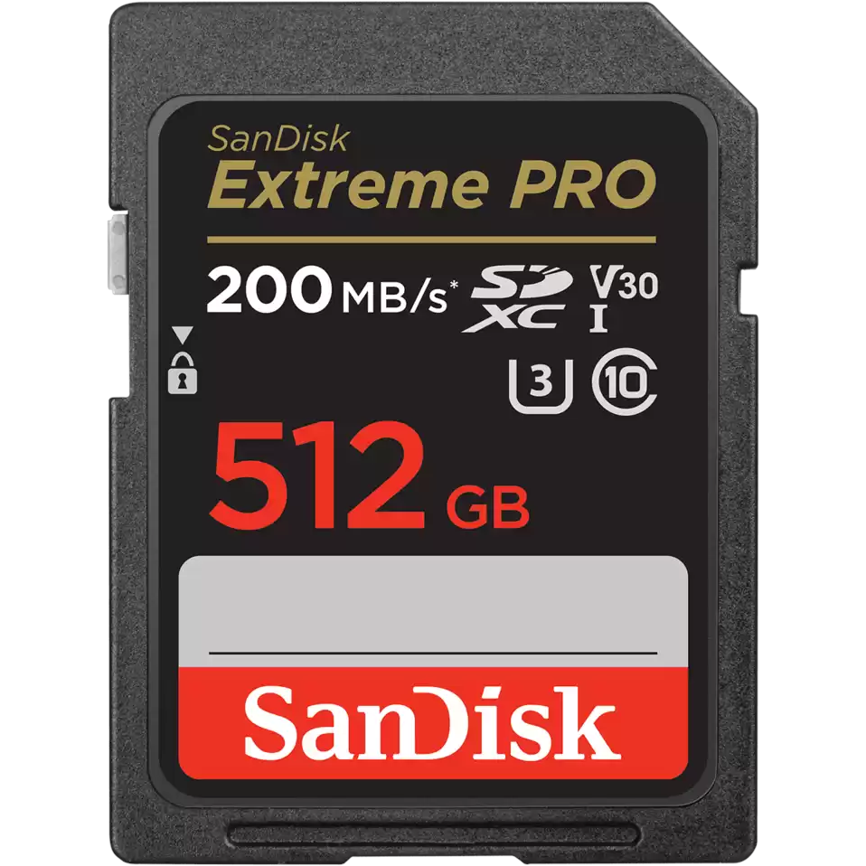 SanDisk 512GB Extreme Pro SDXC Class 10 Card 200 MB/s Class 3 (U3)