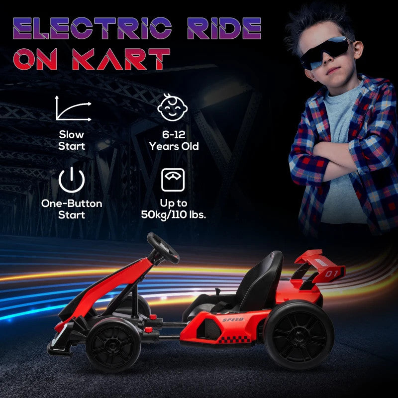 Maplin Plus 24V Electric Go Kart for Kids with Adjustable Seat for 6-12 Years