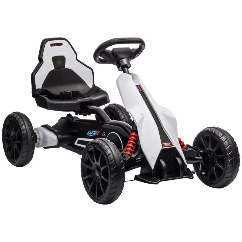 Maplin Plus 12V Electric Kids Ride-On Racing Go Kart for 3-8 Years Old White