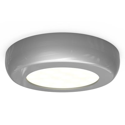 4lite Mains Powered Circle Cabinet LED Light - Silver Single