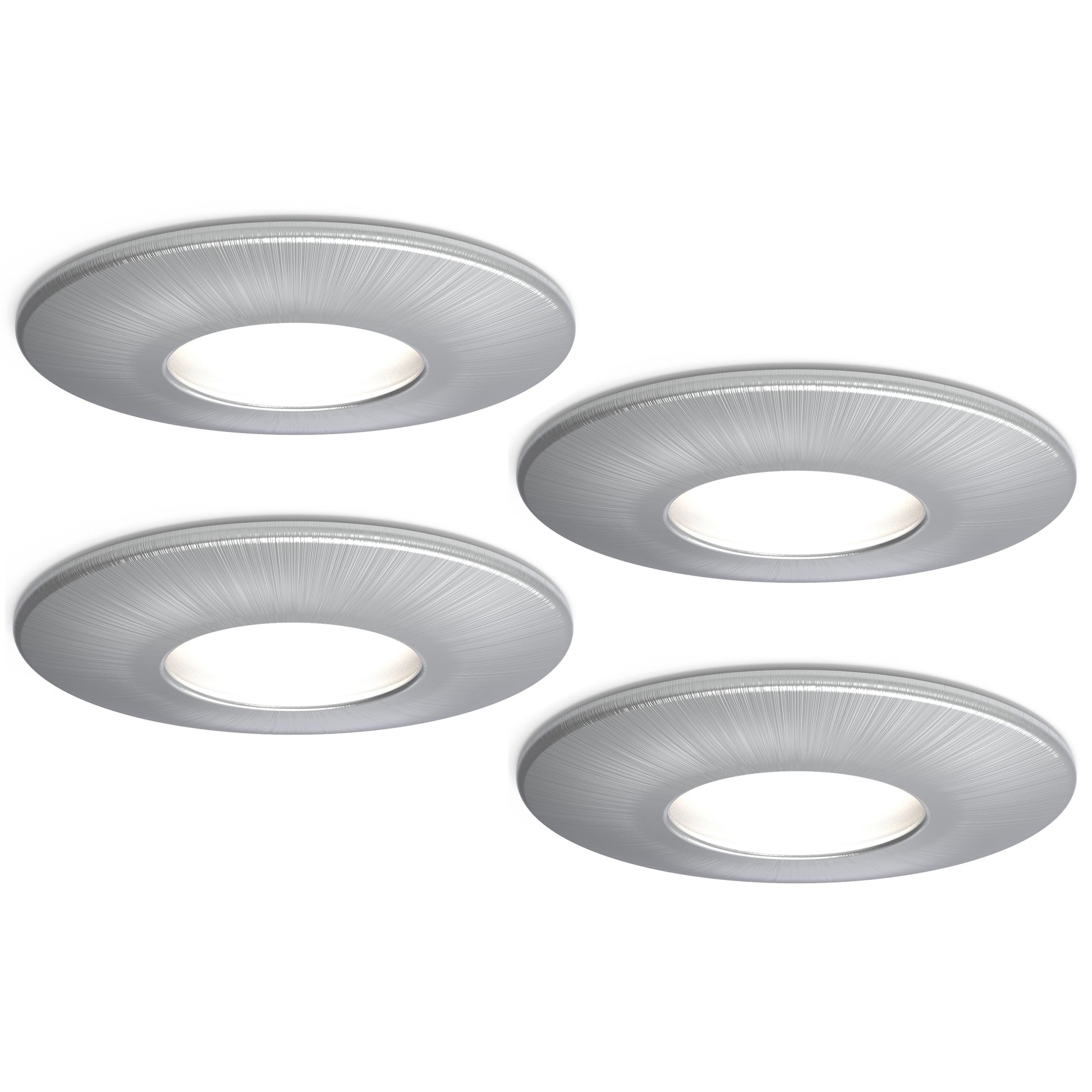 4lite IP65 GU10 Fire-Rated Downlight - Satin Chrome Pack of 4