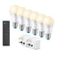 4lite WiZ Connected Smart Lighting Kit including 6x E27 Large Screw White Bulbs, 1x Remote Control & 2x 3-Pin UK Plugs