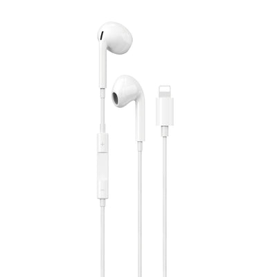 Maplin Wired Lightning Earbuds with Hands Free Calling & Volume Button - White