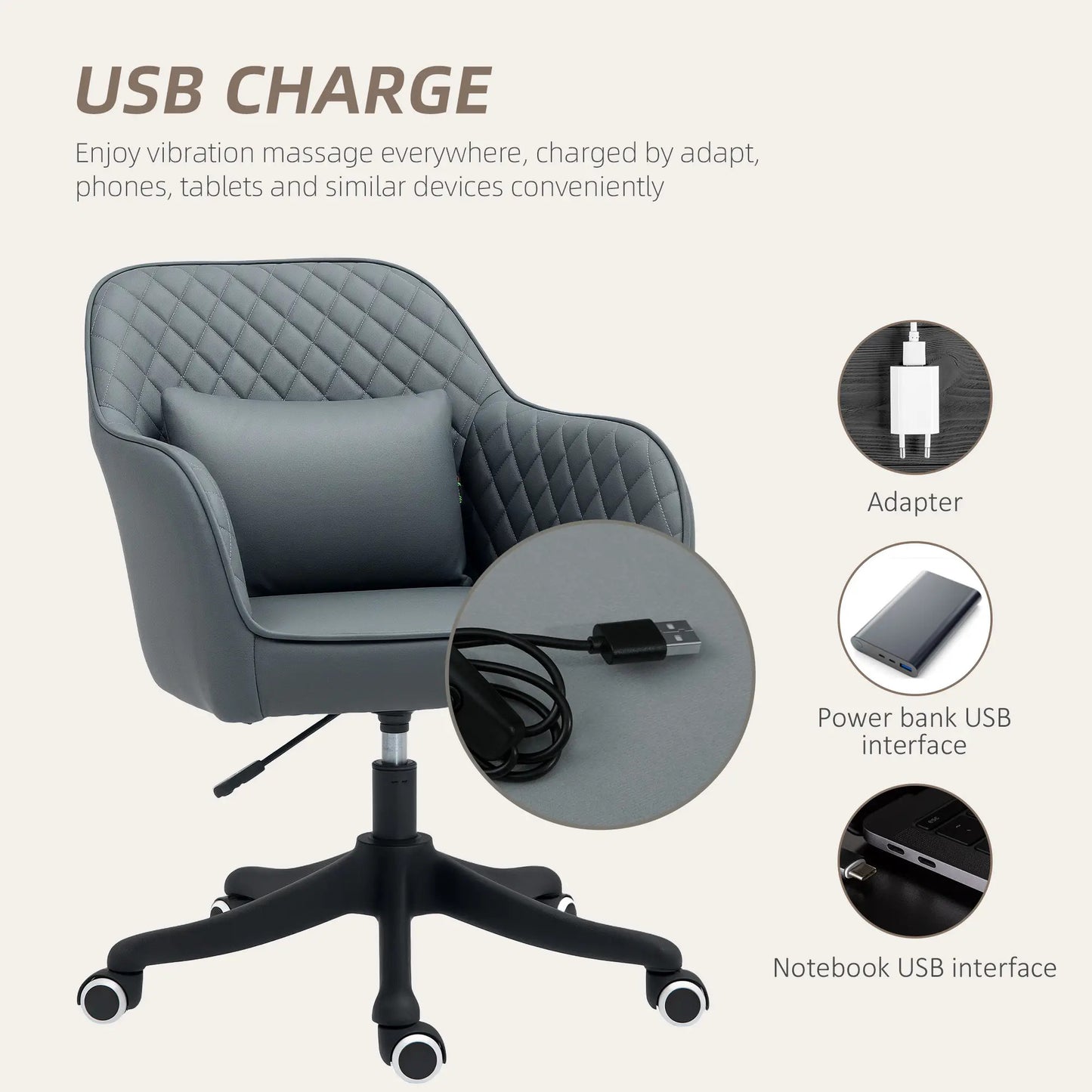 ProperAV Extra Velvet Mid-Back Office Chair with Massage Lumbar Pillow