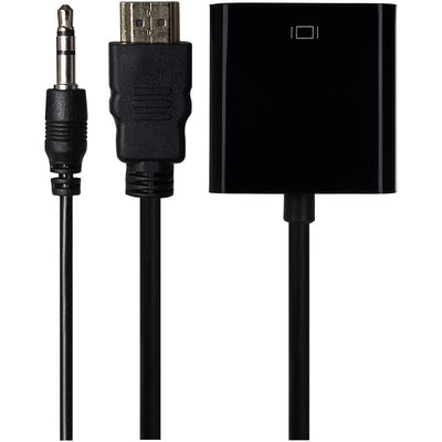 Nikkai HDMI Male to VGA Female / 3.5mm Audio Port Adapter - Black, 10cm