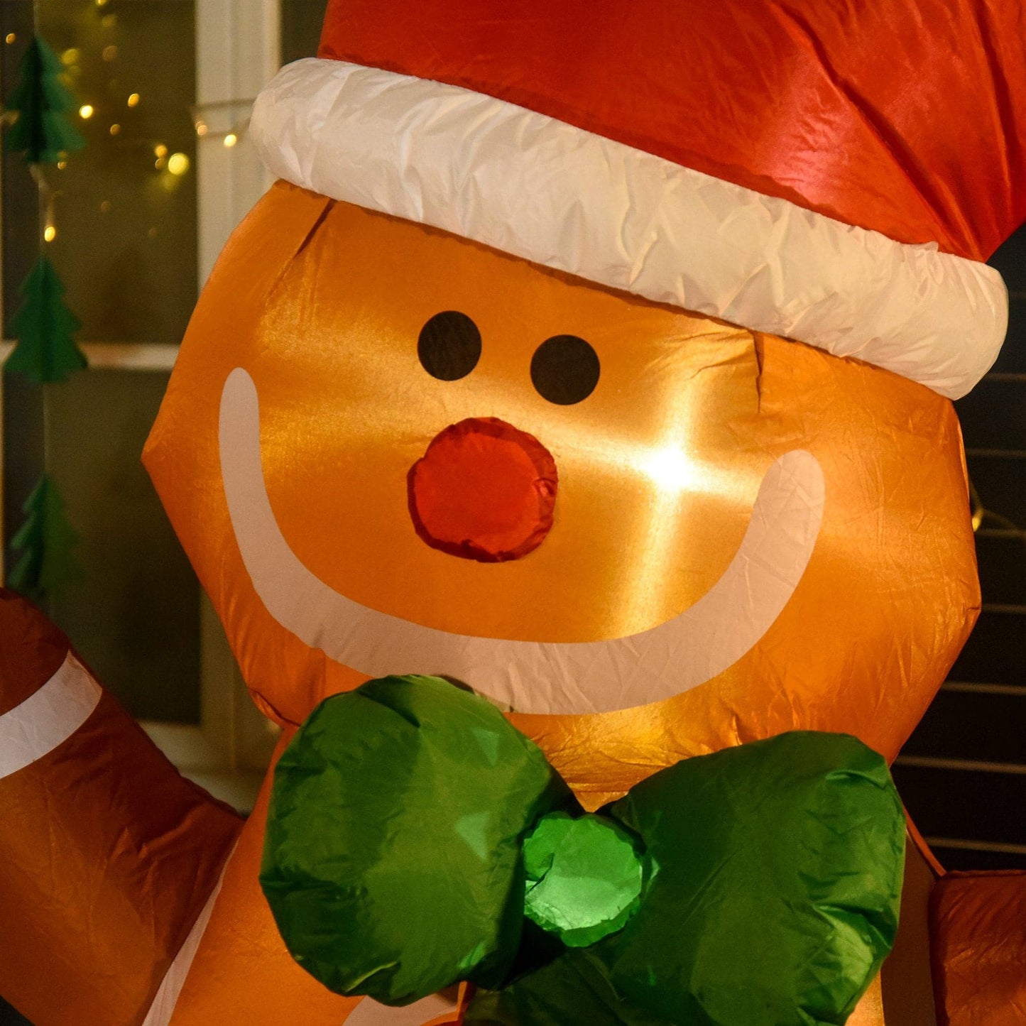 HOMCOM 6ft Christmas Inflatable LED Gingerbread Man with Santa Hat