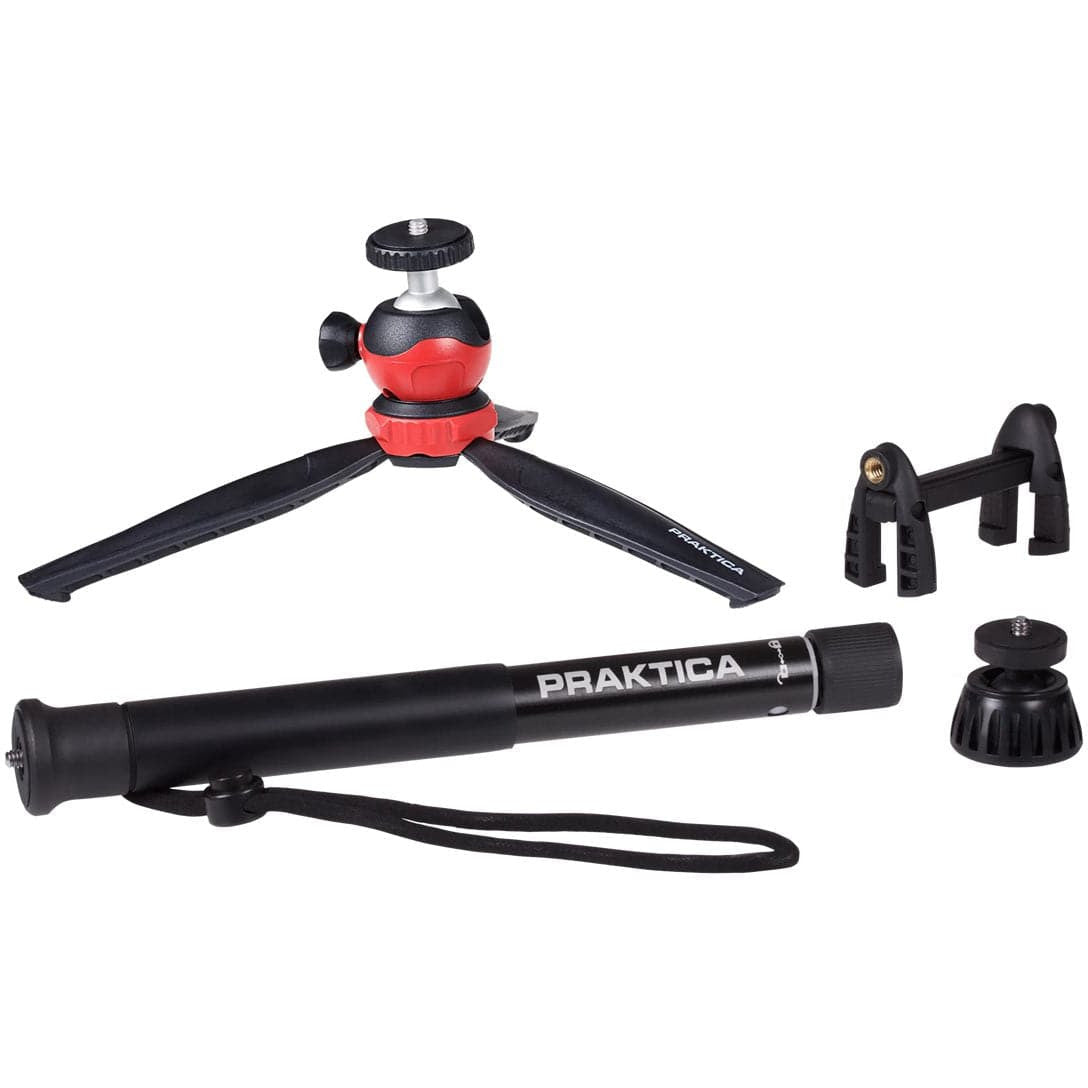 PRAKTICA Vloggers Desktop Tripod Kit with Phone Mount and Monopod Adapter - Black