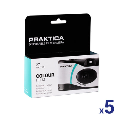 PRAKTICA 35mm Single Use Disposable Film Camera with Flash - Pack of 5