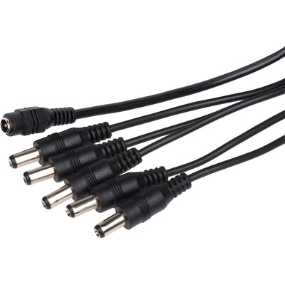 Maplin 5 Way Power Splitter Cable DC 1x Female 5x Male 5.5 x 2.1mm Plug for CCTV - Black