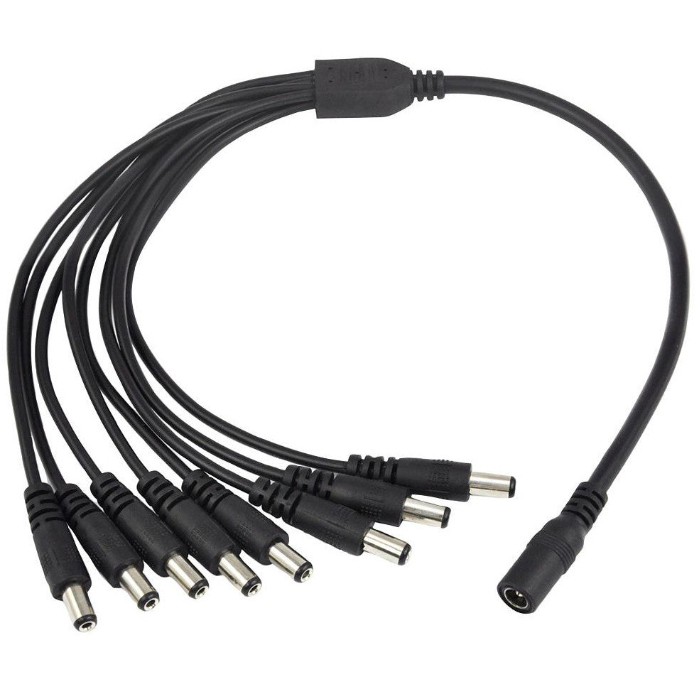 Maplin 8 Way Power Splitter Cable DC 1x Female 8x Male 5.5 x 2.1mm Plug for CCTV - Black