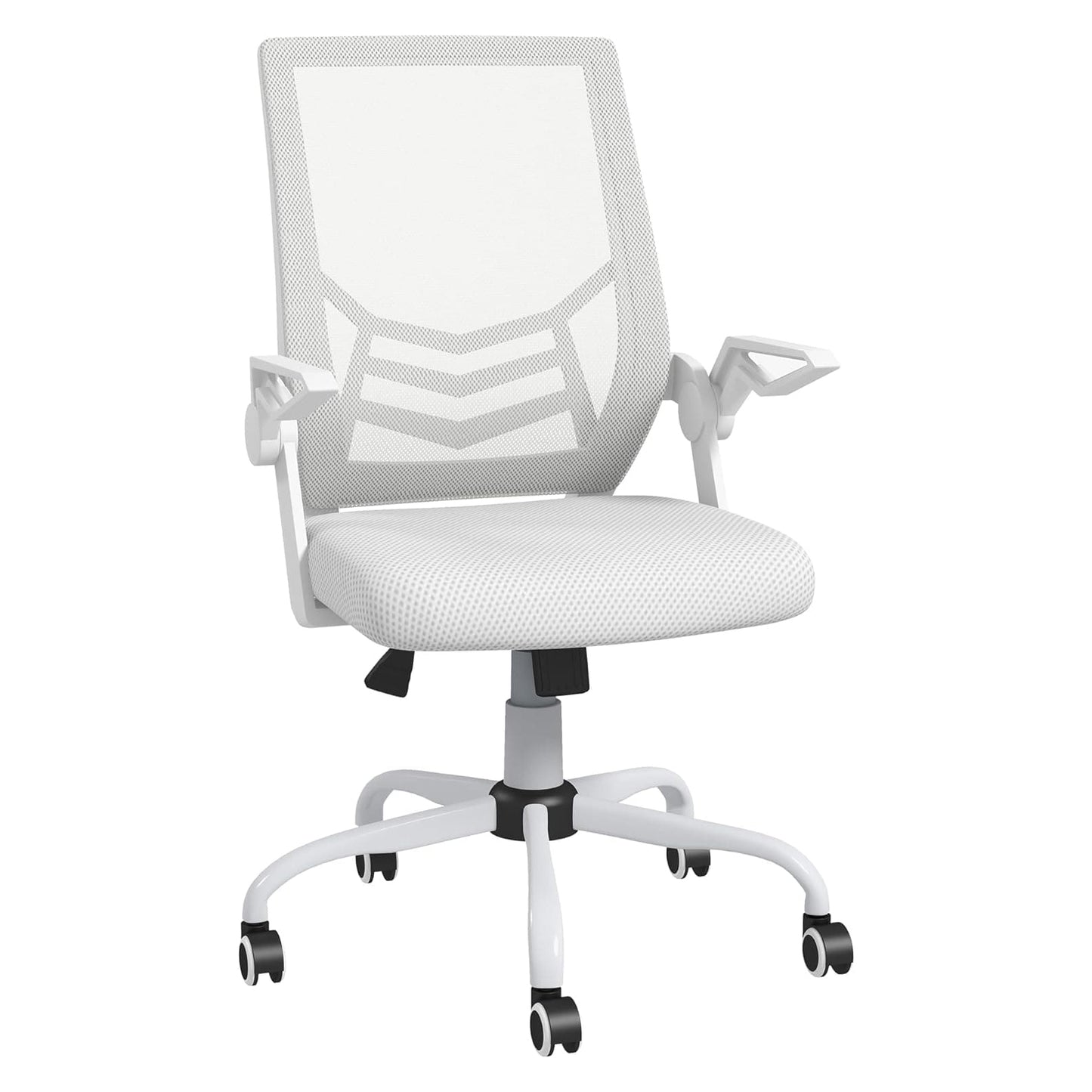 ProperAV Extra Ergonomic Adjustable Office Chair with Flip-up Arm & Lumbar Back Support White