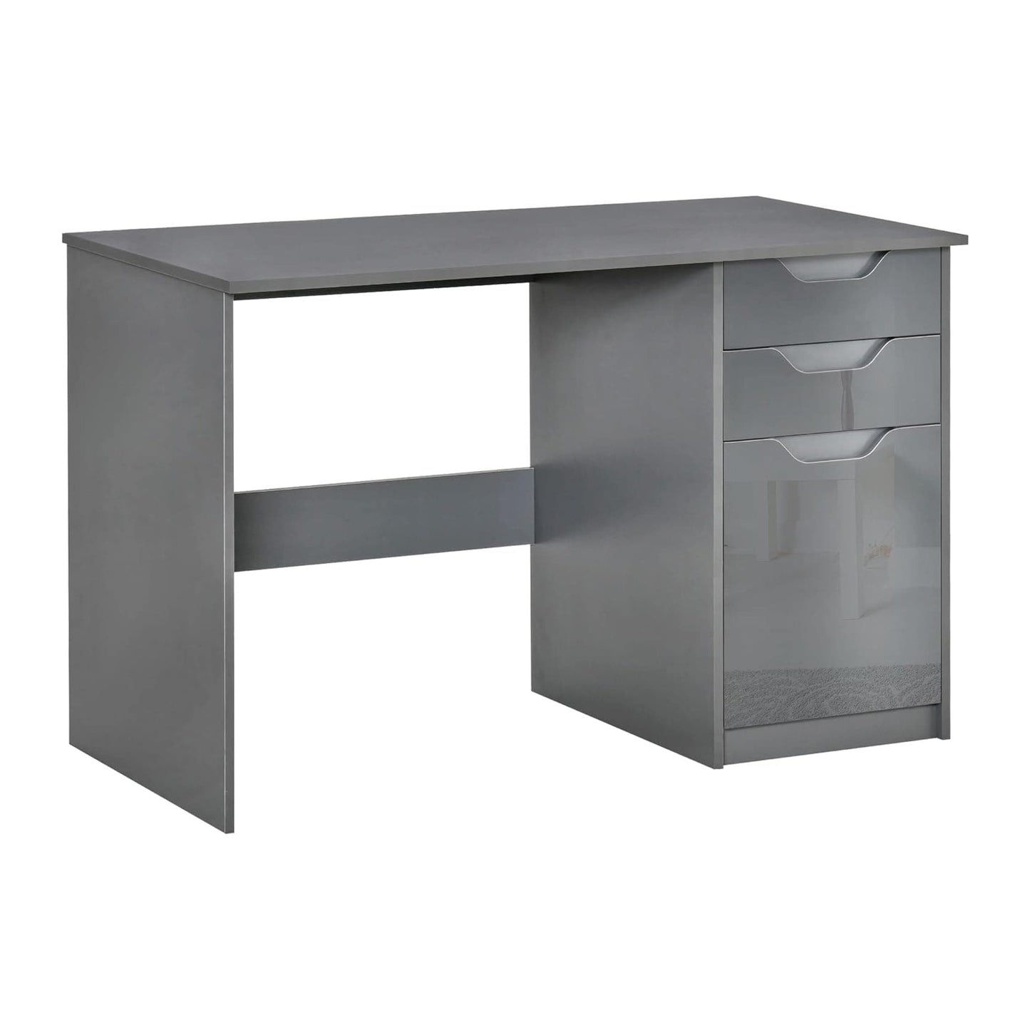 ProperAV Extra High Gloss Office Desk with Drawers & Storage Cabinet - Grey