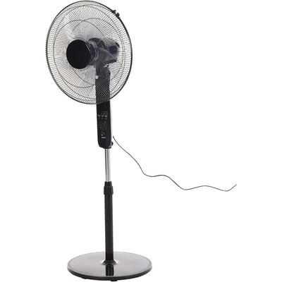 Maplin Plus Adjustable Height Oscillating Floor Fan - Black