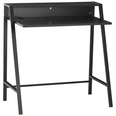 ProperAV Extra Computer Desk with Elevated Storage Shelf Black