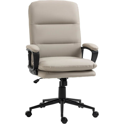 ProperAV Extra PU Leather Ergonomic Adjustable Office Chair - Light Grey