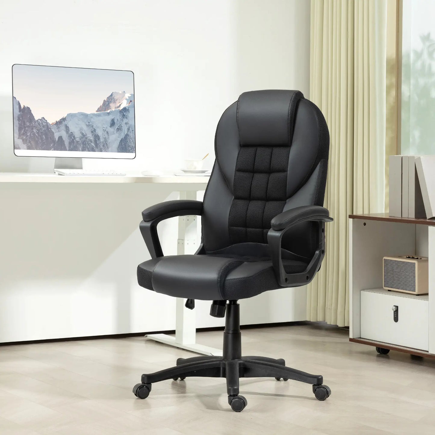 ProperAV Executive Office Chair with Armrests - Black