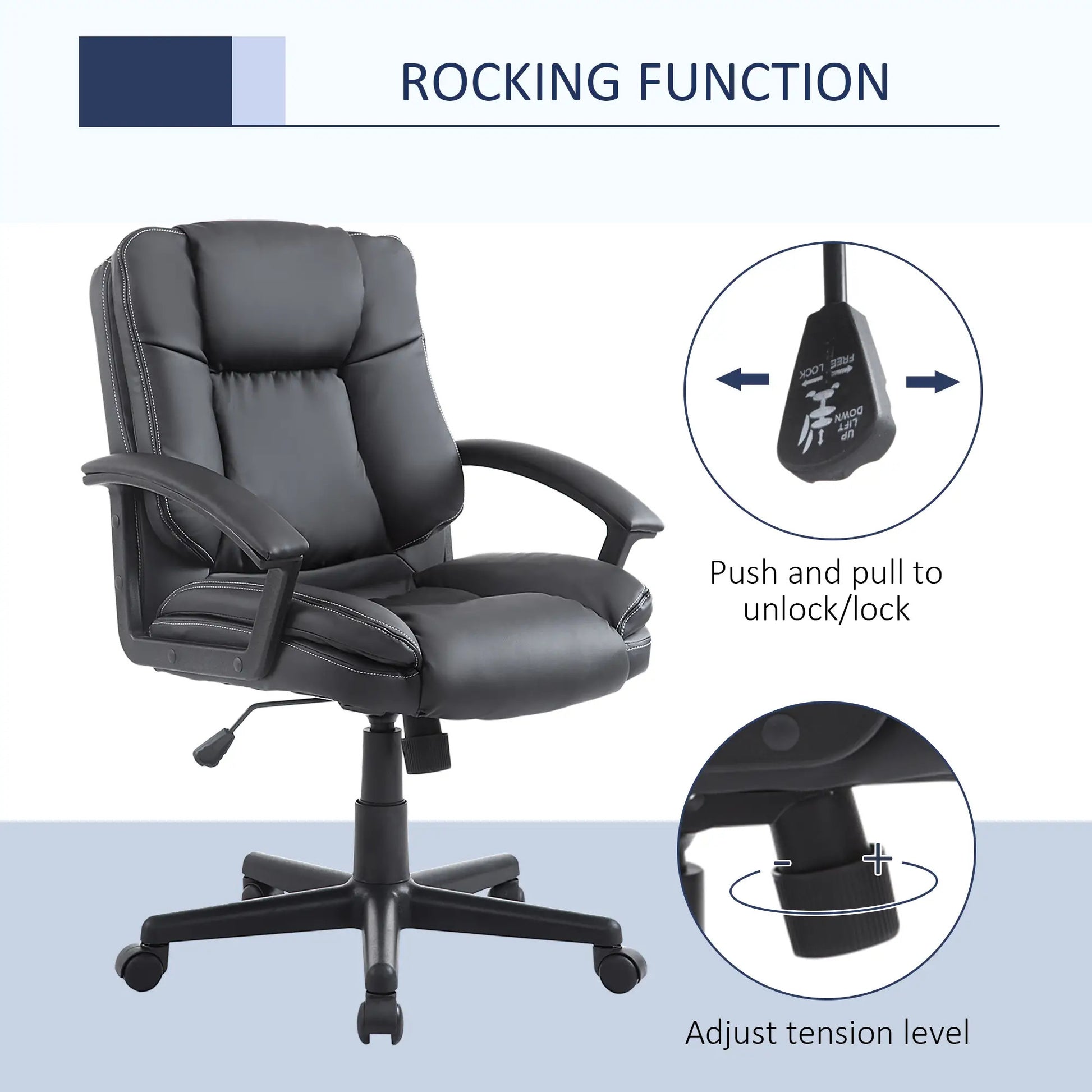 ProperAV Extra PU Leather Swivel Mid-Back Executive Office Chair