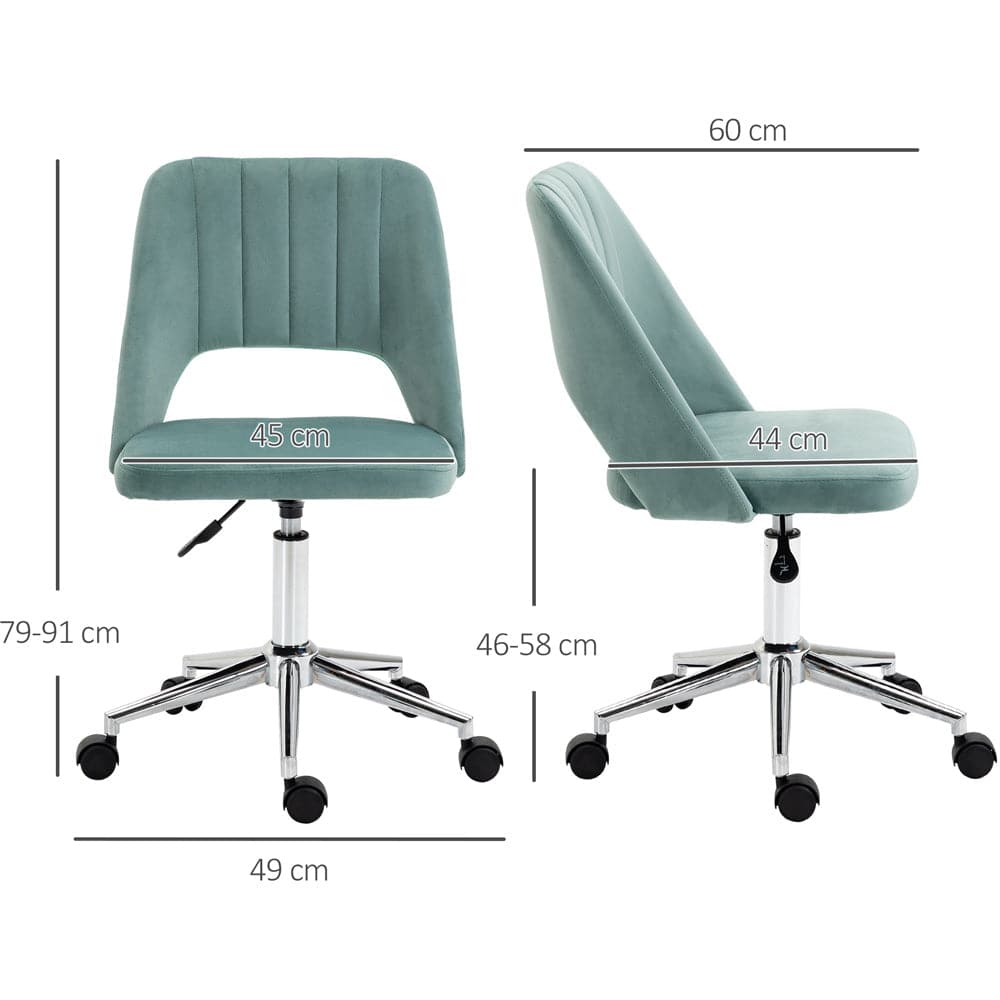 ProperAV Extra Velvet Fabric Scallop Shape Mid-Back Office Chair