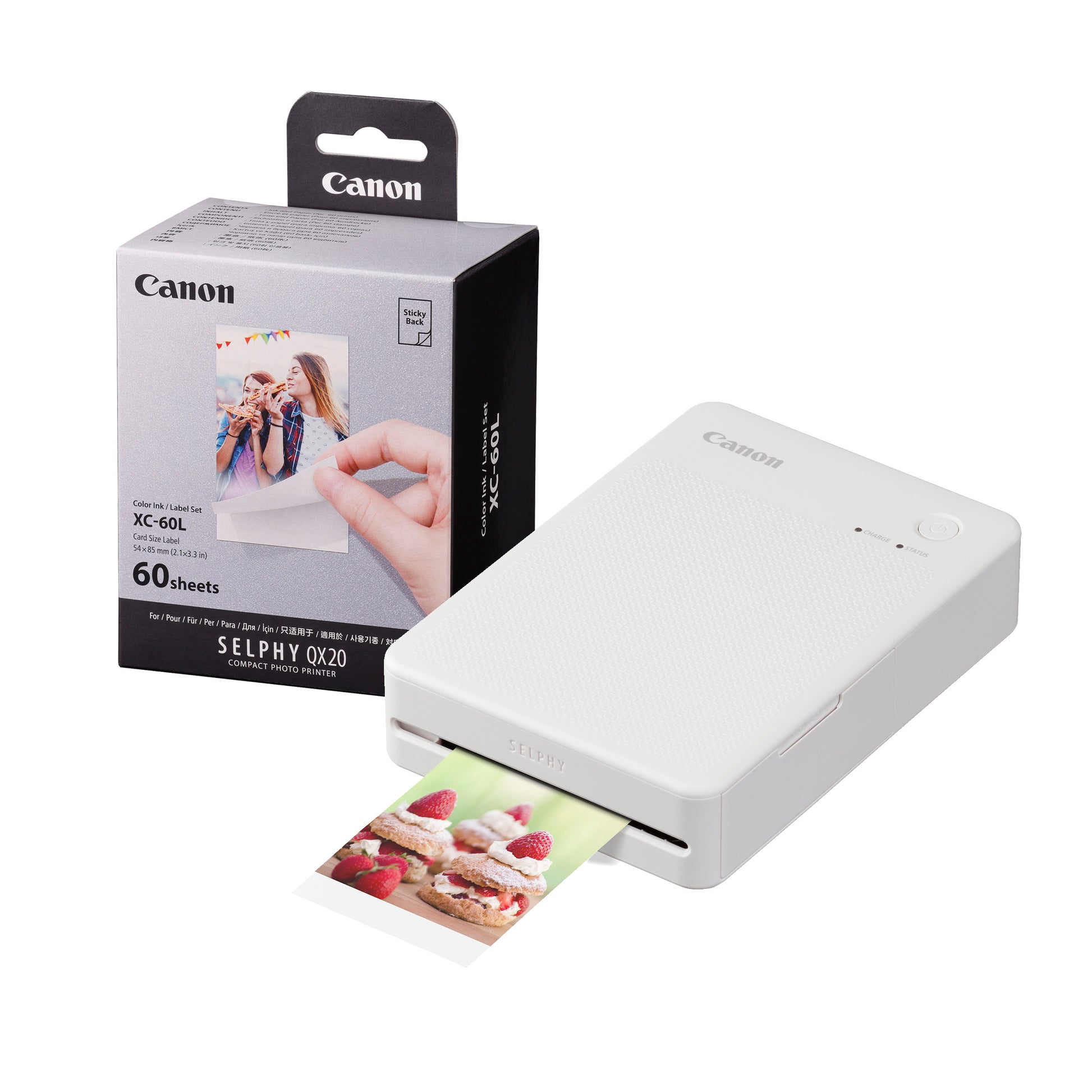 Canon Selphy QX20 Instant Photo Printer - Sand White Printer + 60 Shot Pack