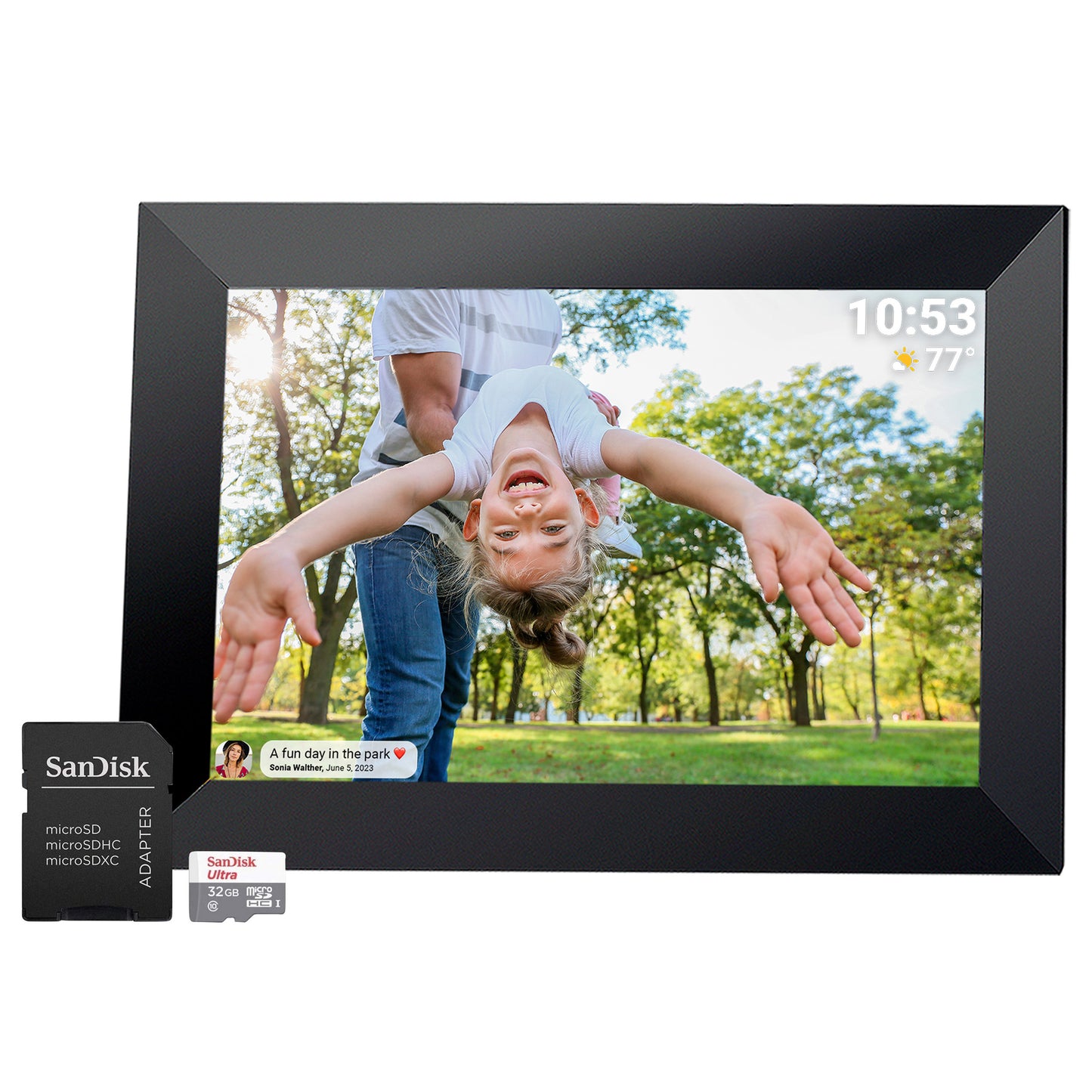 PRAKTICA 10" Digital Photo Frame 1280 x 800 with Wi-Fi & Frameo Software Frame + Sandisk 32GB MicroSD Card