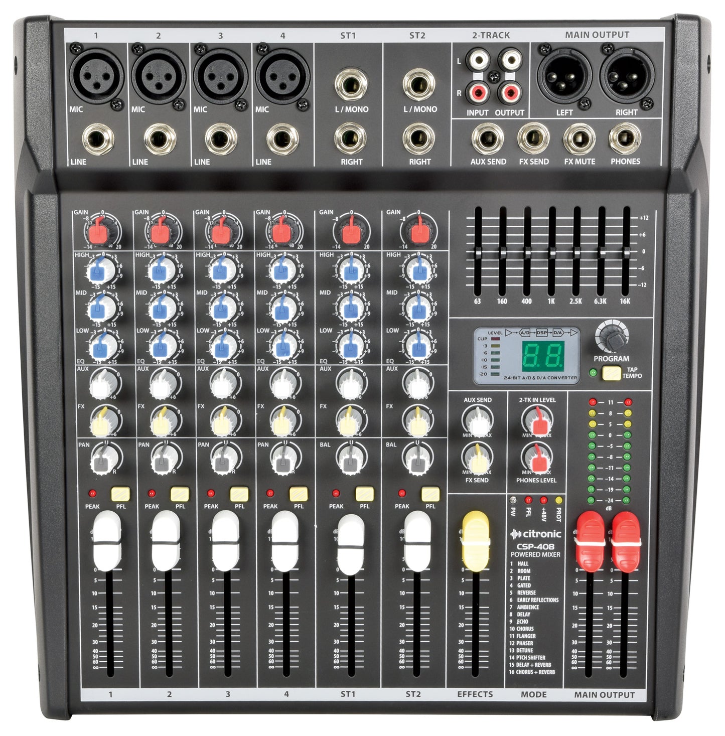 Citronic CSP Series Compact Powered Mixer with DSP 8 Inputs