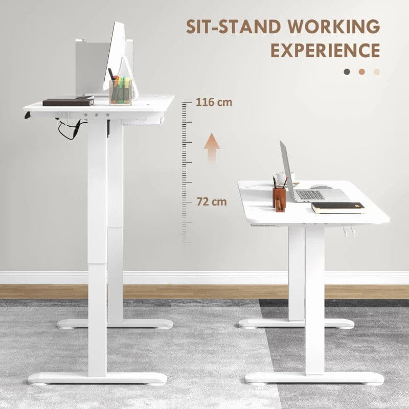 ProperAV Extra 72-116cm Adjustable Electric Standing Desk - White