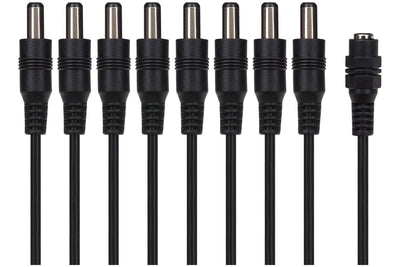 Maplin 8 Way Power Splitter Cable DC 1x Female 8x Male 5.5 x 2.1mm Plug for CCTV - Black