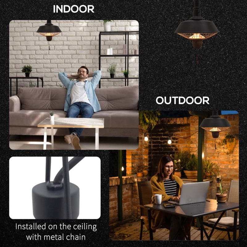 Maplin Plus 2100W Outdoor Hanging Electric Patio Heater - Black