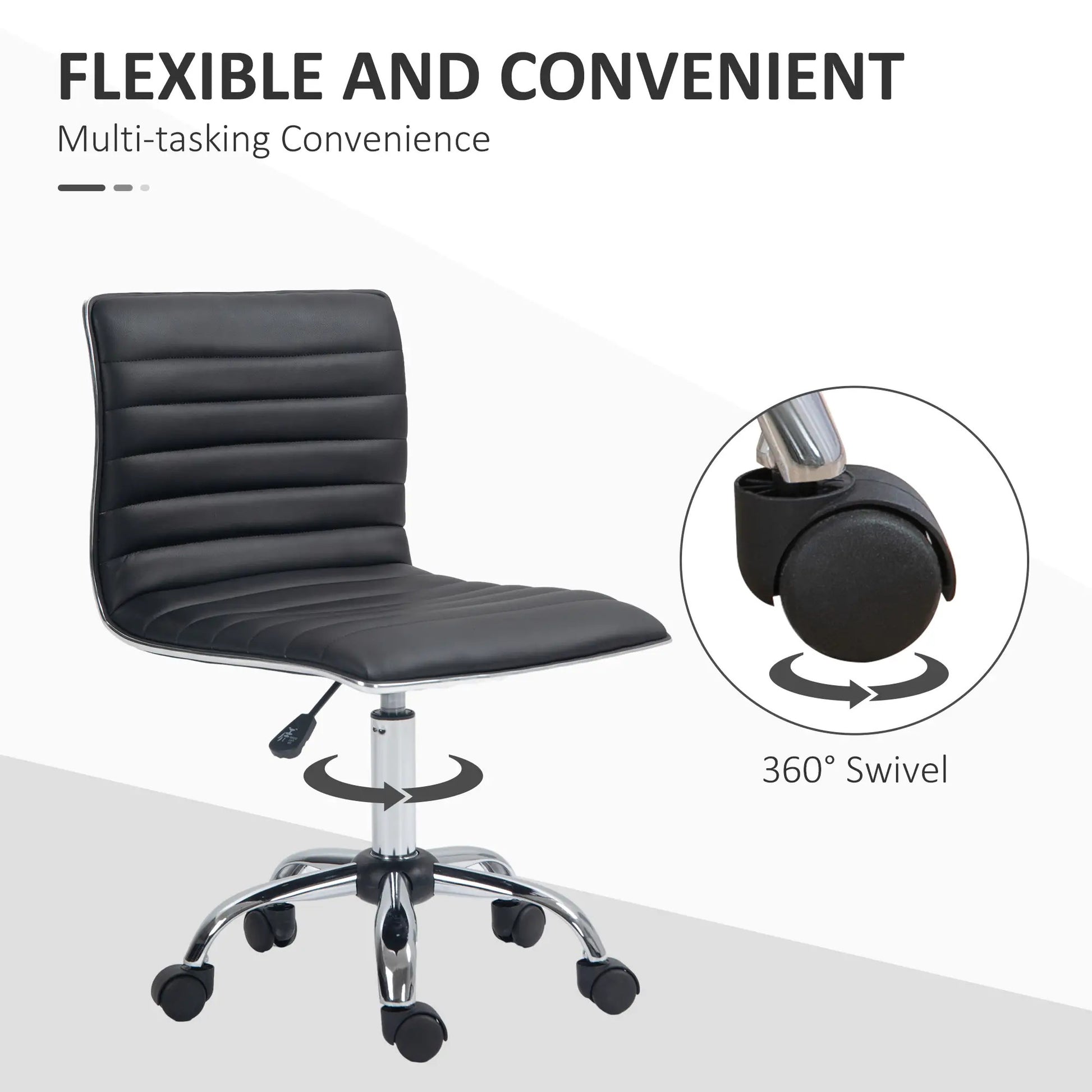 ProperAV Extra Armless Mid-Back Adjustable Swivel Office Chair