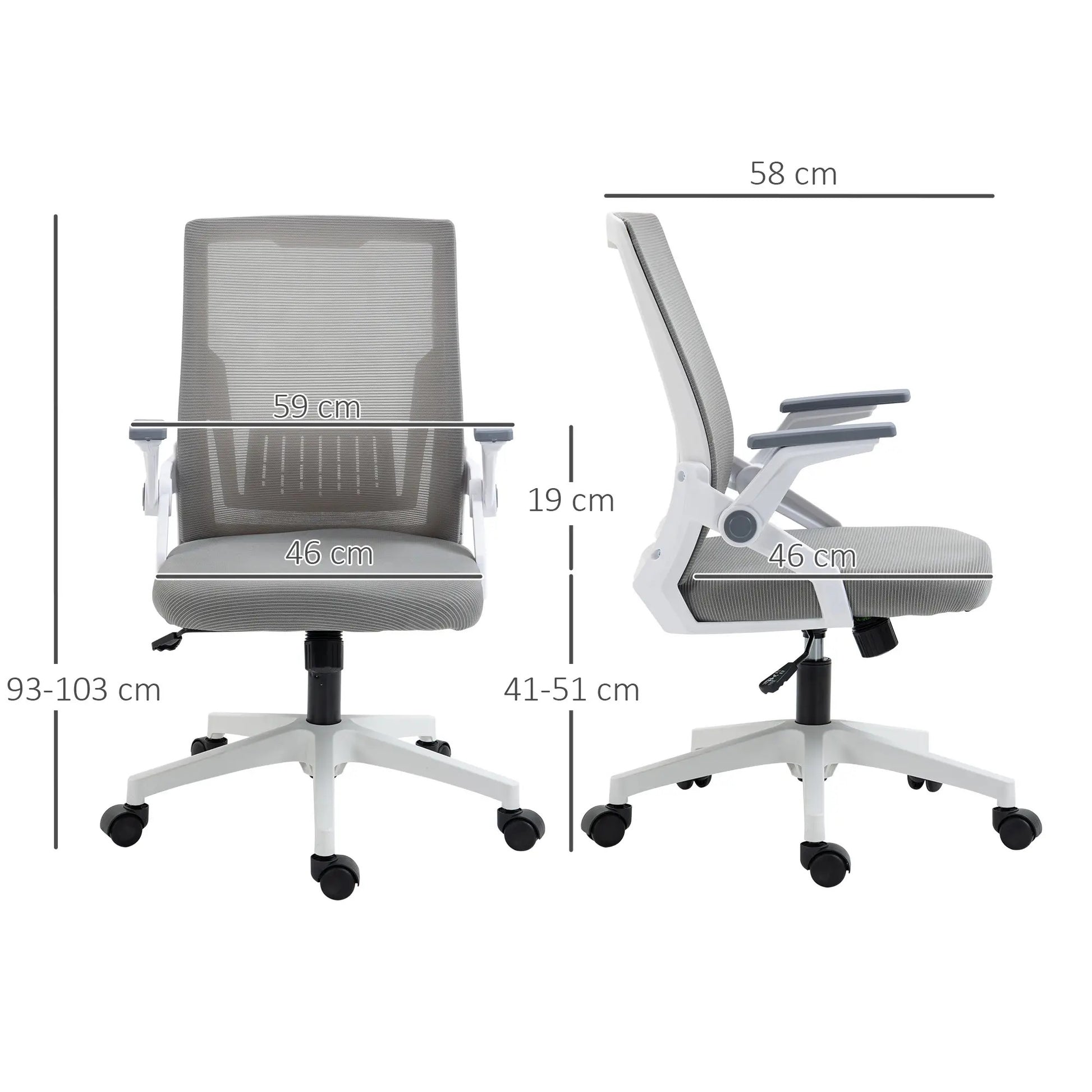 ProperAV Extra Mesh Ergonomic Office Chair with Lumbar Support & Flip-Up Arms