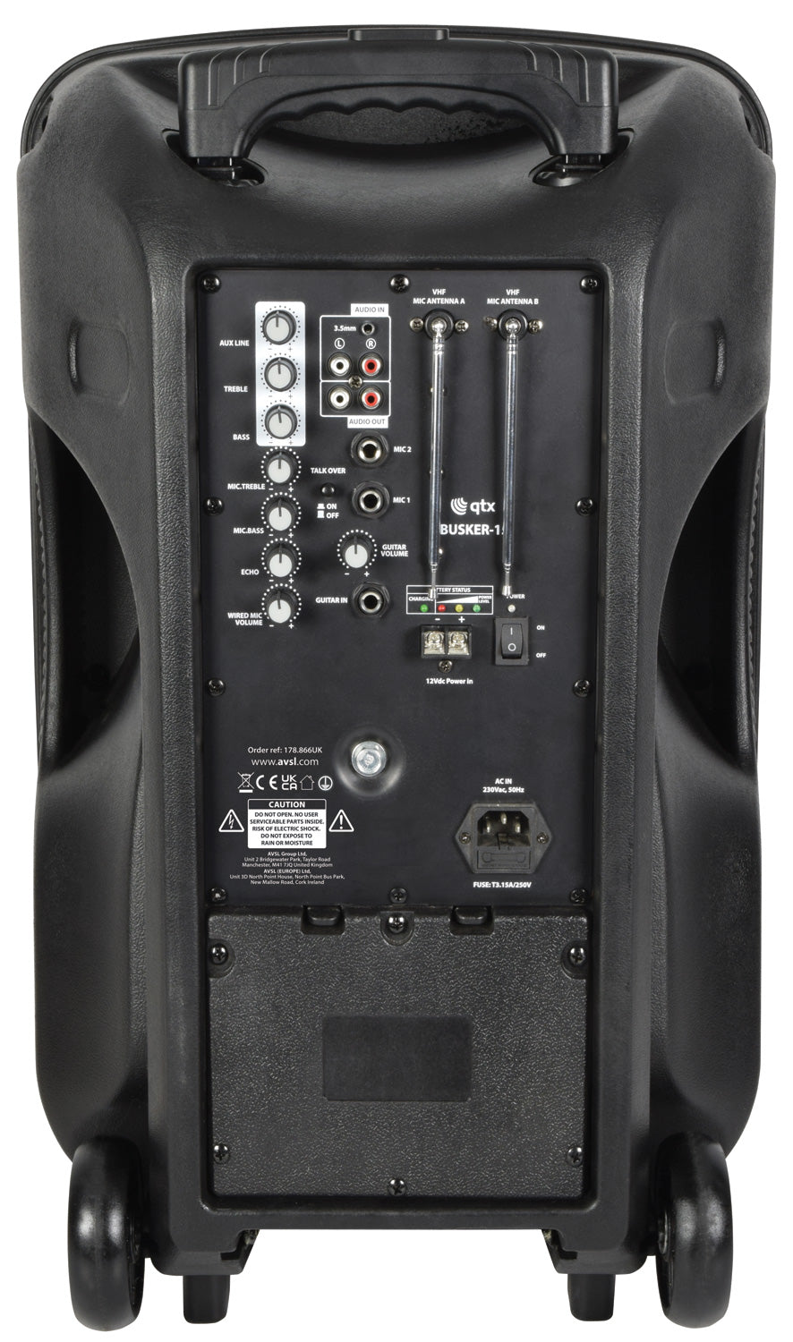 QTX Busker PA with VHF Mics & Media Player