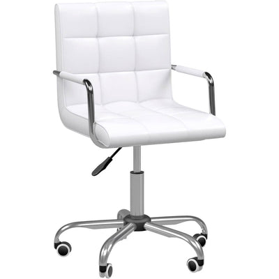 ProperAV Extra PU Leather Adjustable Mid-Back Office Chair White