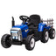 Maplin Plus Kids Electric 12V Ride On Tractor with Detachable Trailer, Remote Control, Music Start Up Sound, Horn & Lights for Ages 3-6 Years Blue