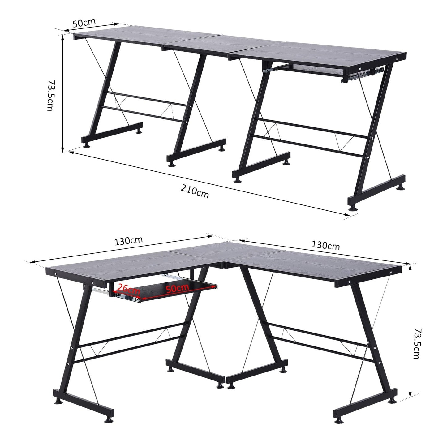 ProperAV Extra L-Shaped Computer Desk