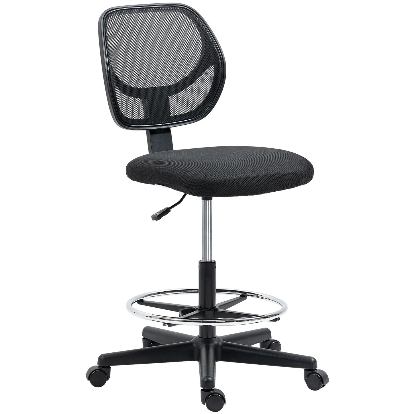 ProperAV Extra Draughtsman Office Chair with Adjustable Footrest Ring - Black