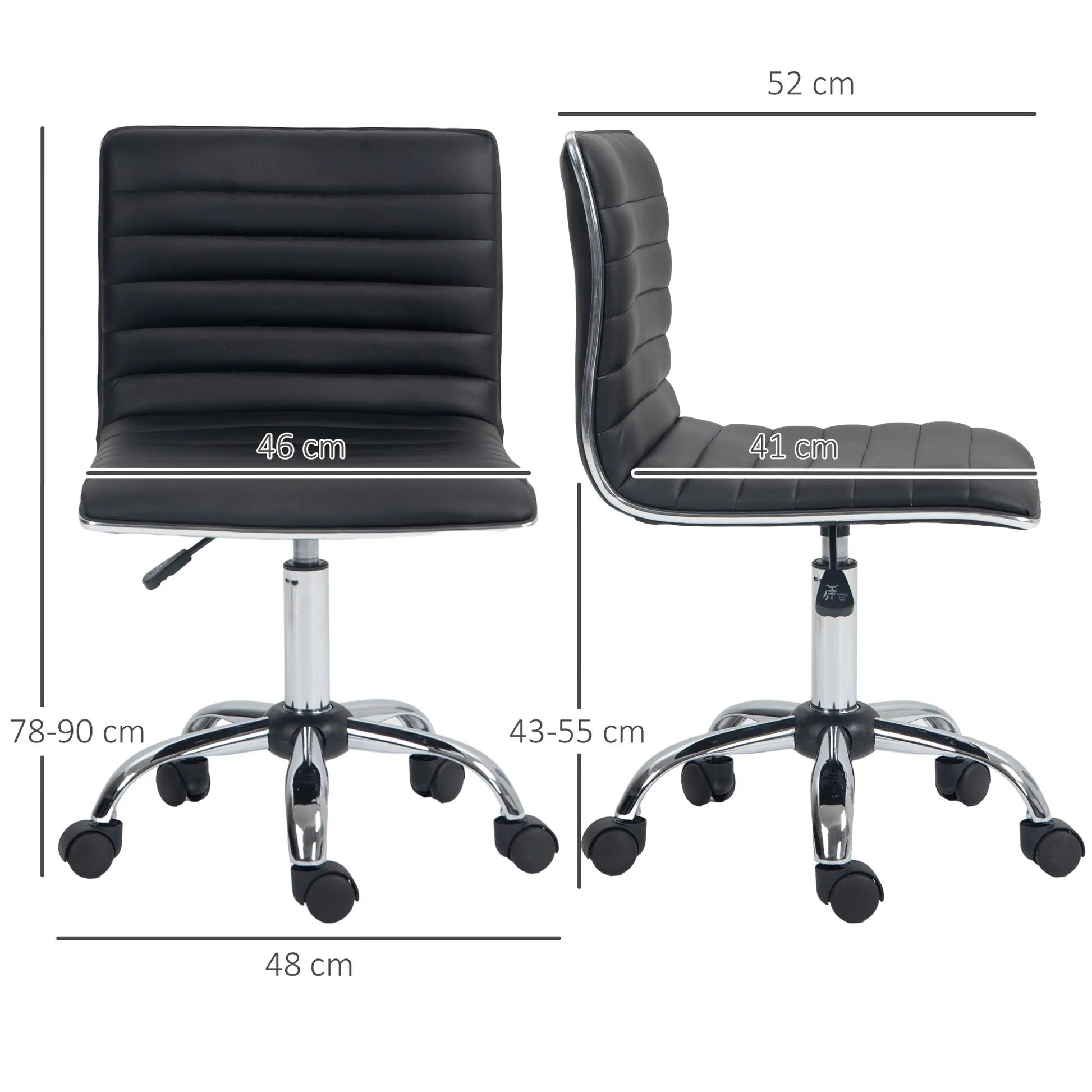 ProperAV Extra Armless Mid-Back Adjustable Swivel Office Chair