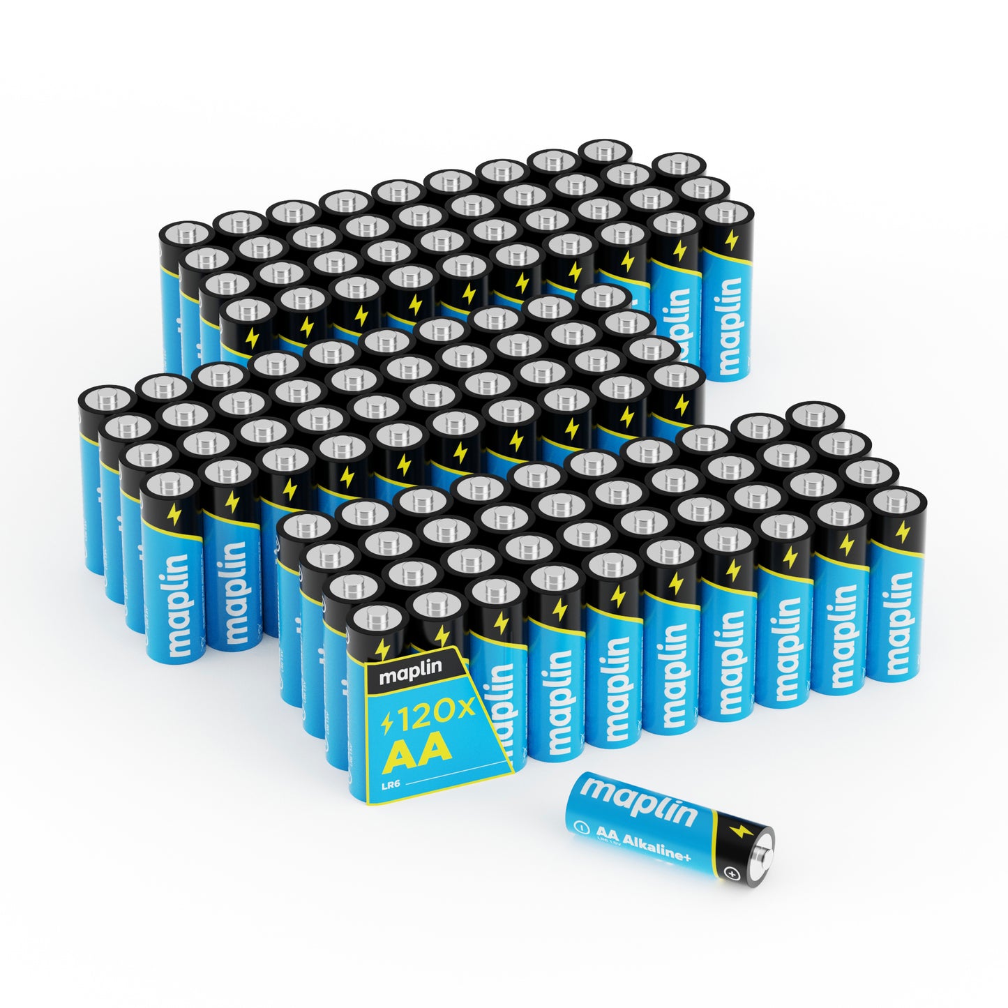 Maplin AA LR6 1.5V Alkaline Batteries 7 Year Shelf Life High Performance Pack of 120