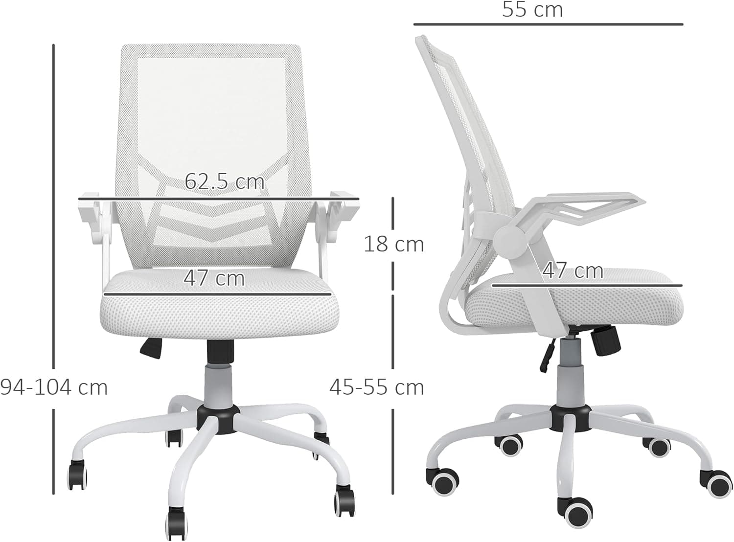 ProperAV Extra Ergonomic Adjustable Office Chair with Flip-up Arm & Lumbar Back Support