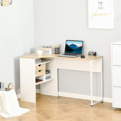 ProperAV Extra L-Shaped Corner Desk with Drawers & Storage Compartments