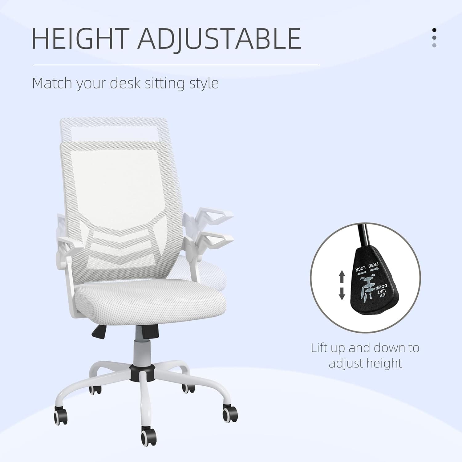 ProperAV Extra Ergonomic Adjustable Office Chair with Flip-up Arm & Lumbar Back Support