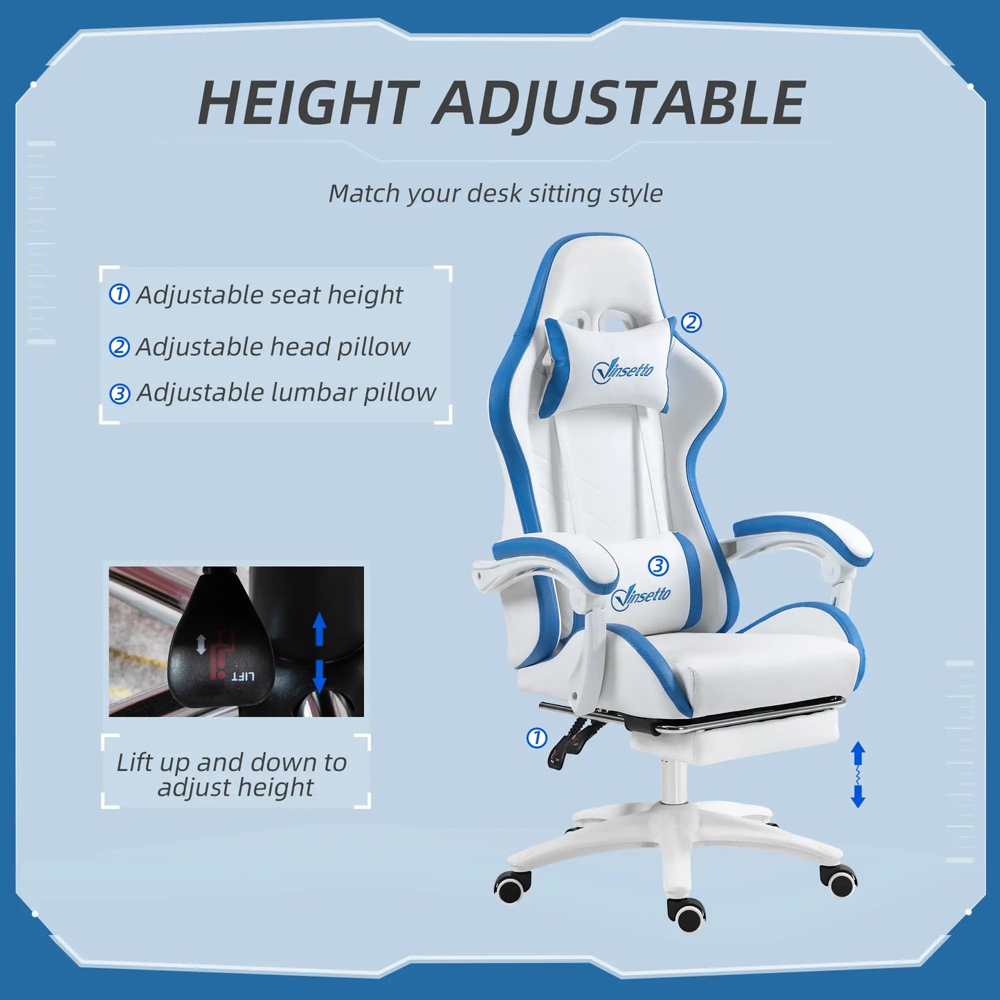 Maplin Plus Racing Style Gaming Chair with Reclining Function & Footrest