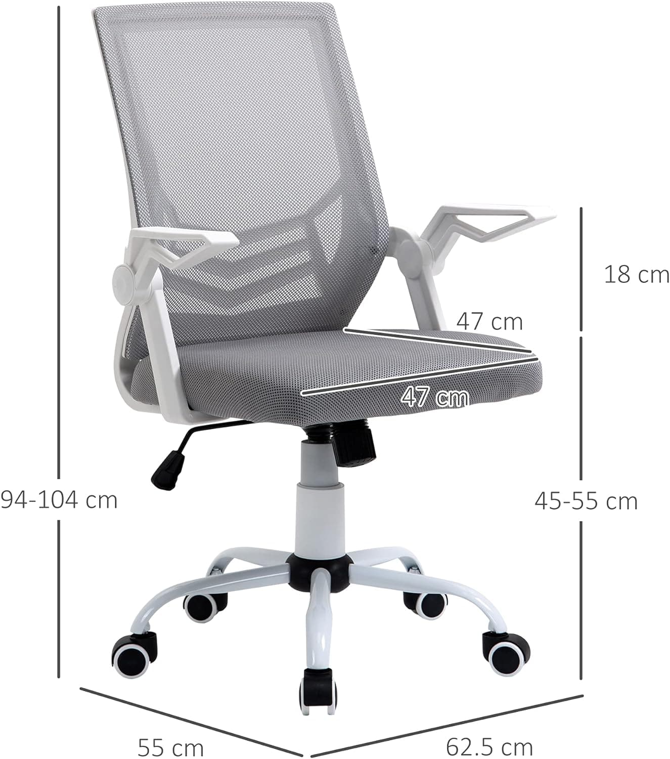 ProperAV Extra Ergonomic Adjustable Office Chair with Flip-up Arm & Lumbar Back Support