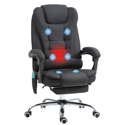 ProperAV Extra Heated Vibration Massage Executive Office Chair with Footrest - Black