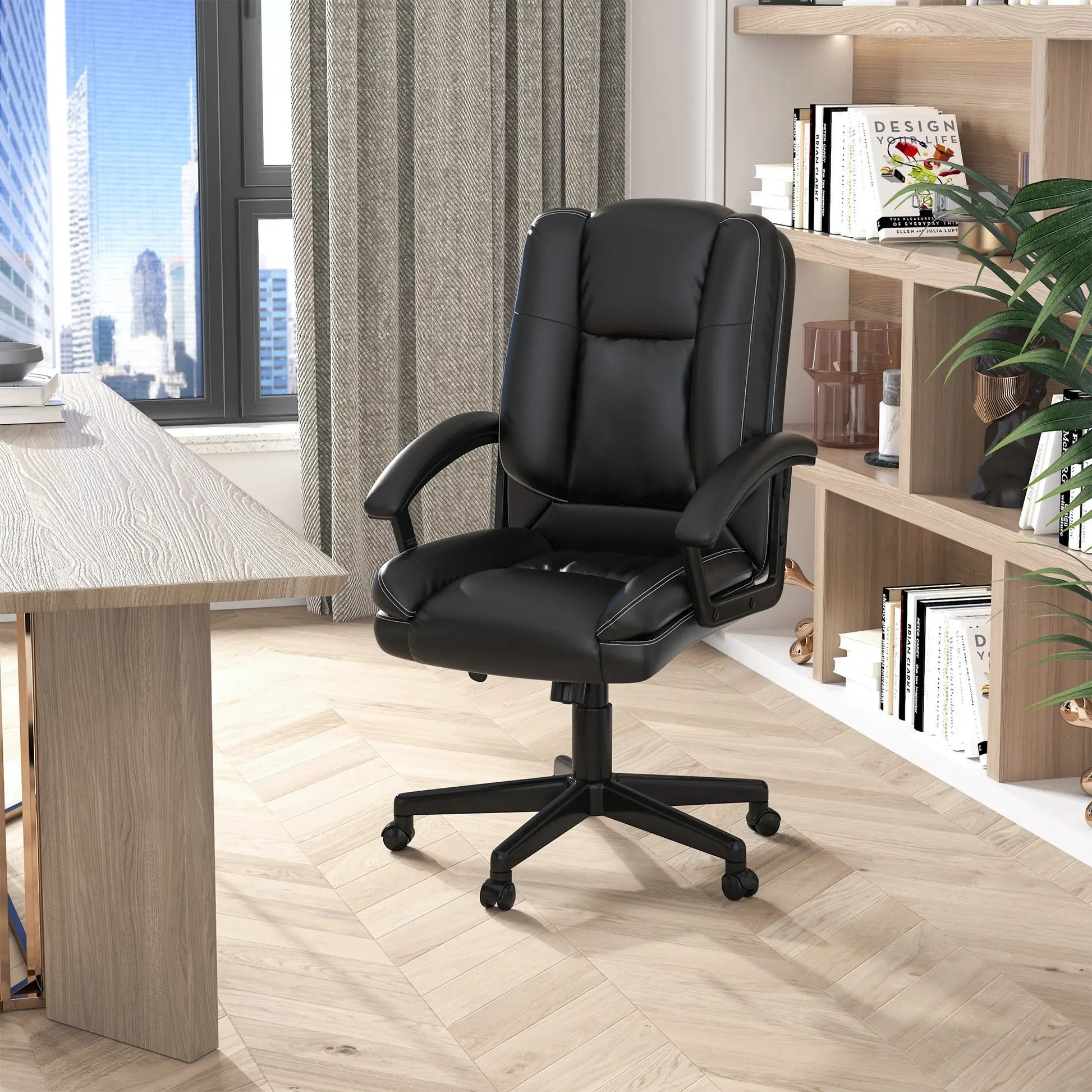 ProperAV Extra PU Leather Swivel Mid-Back Executive Office Chair